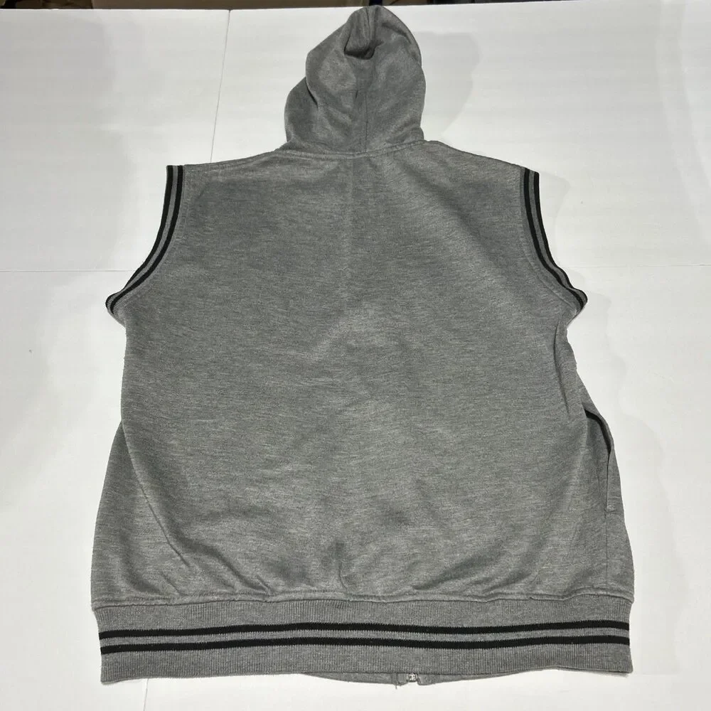 Vintage Nike Gold Swoosh Vest Hoodie Gray Sleeveless Sweatshirt Mens Medium 90s